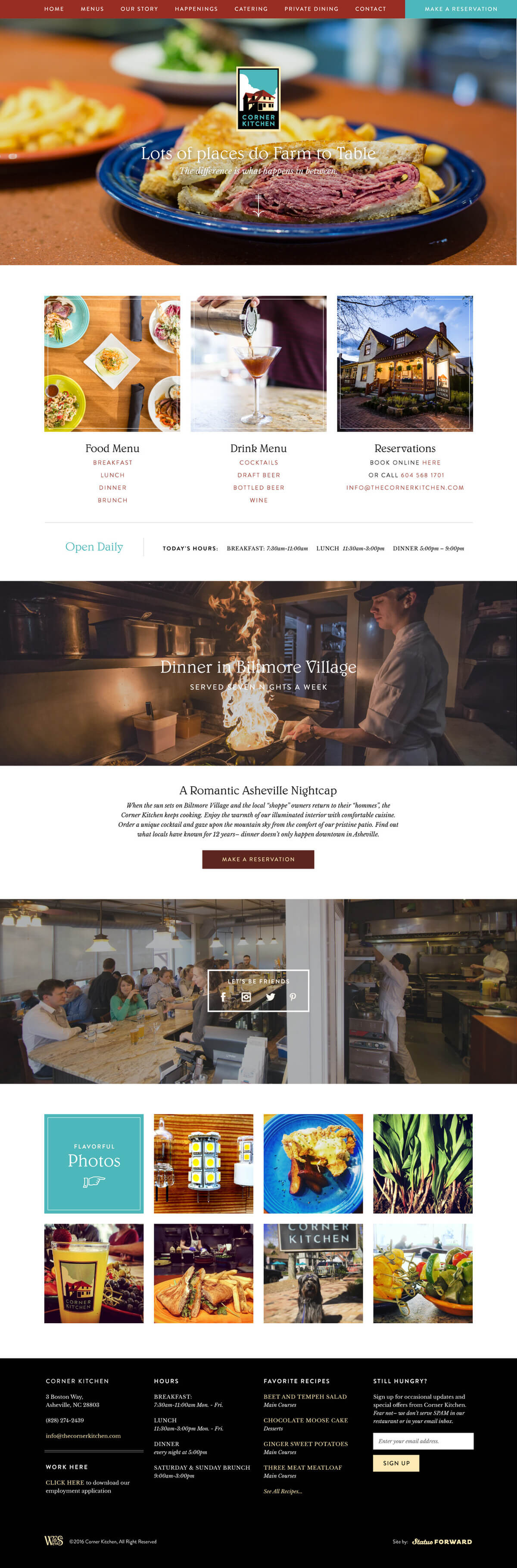 Corner Kitchen Restaurant home page design