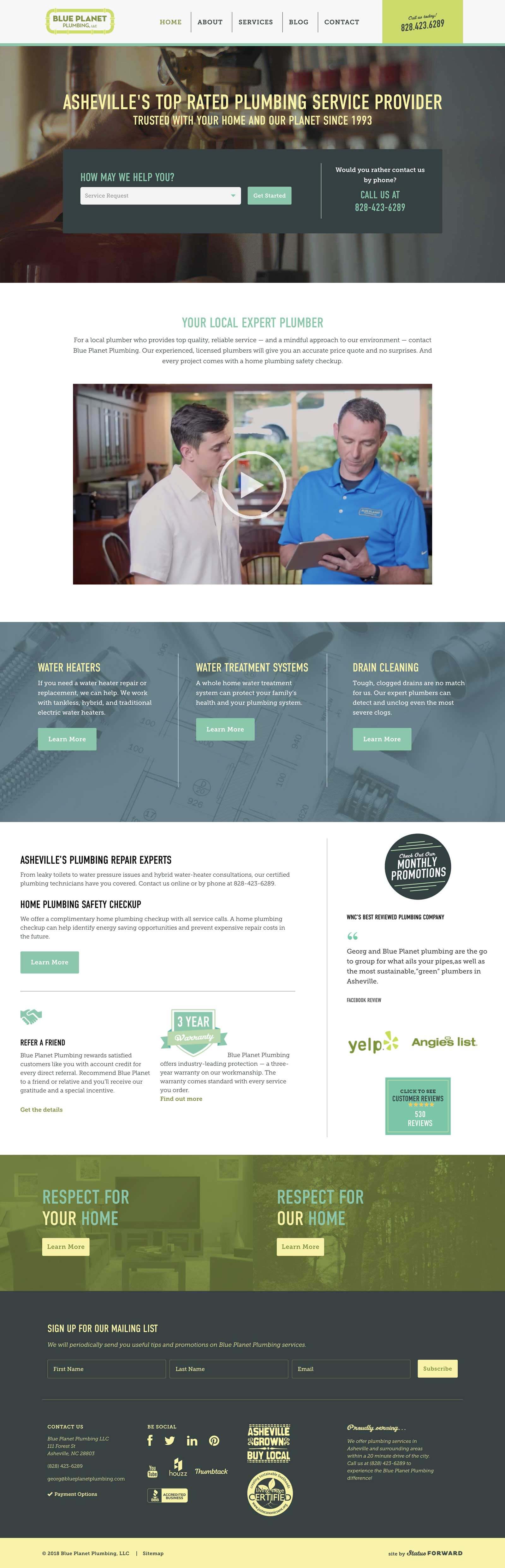 Blue Planet Plumbing Website Home Page