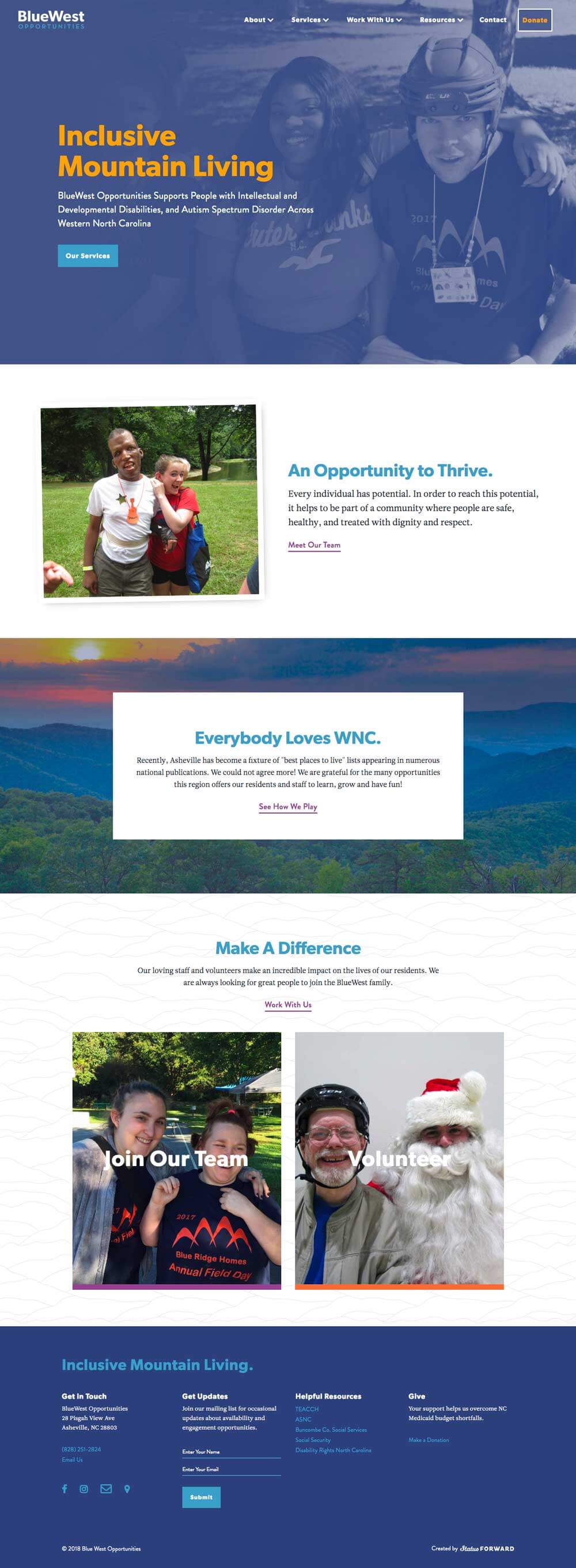 Blue West Opportunities Home Page Design