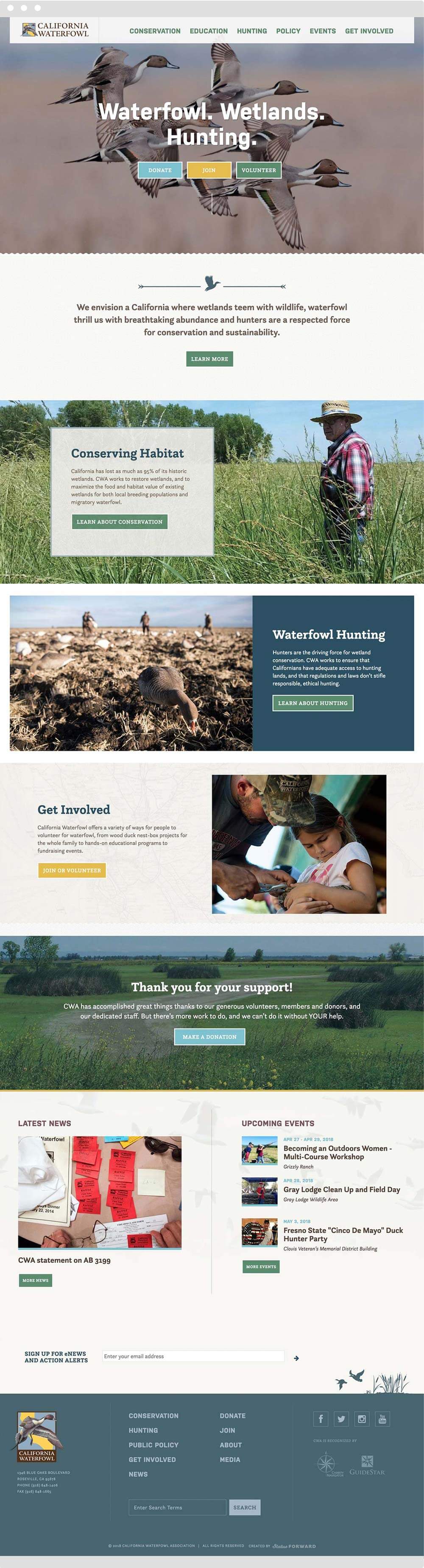 California Waterfowl Home Page Design in Full