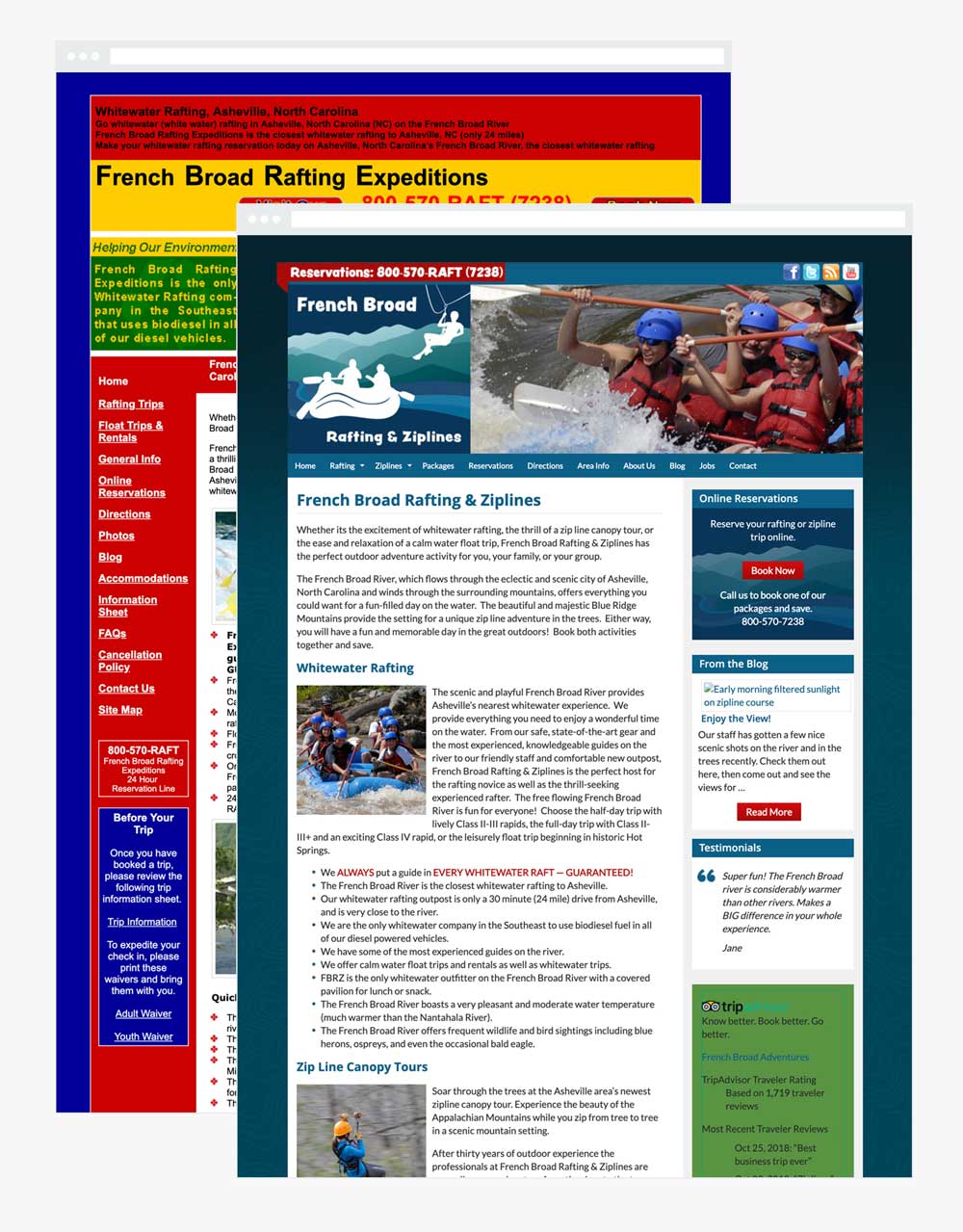 French Broad Adventures early websites