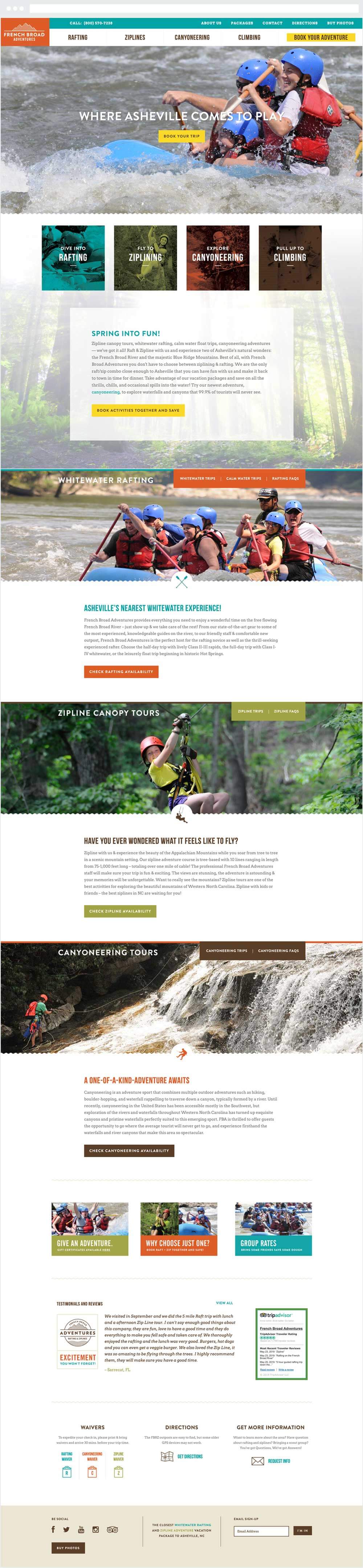 French Broad Adventures Homepage Redesign
