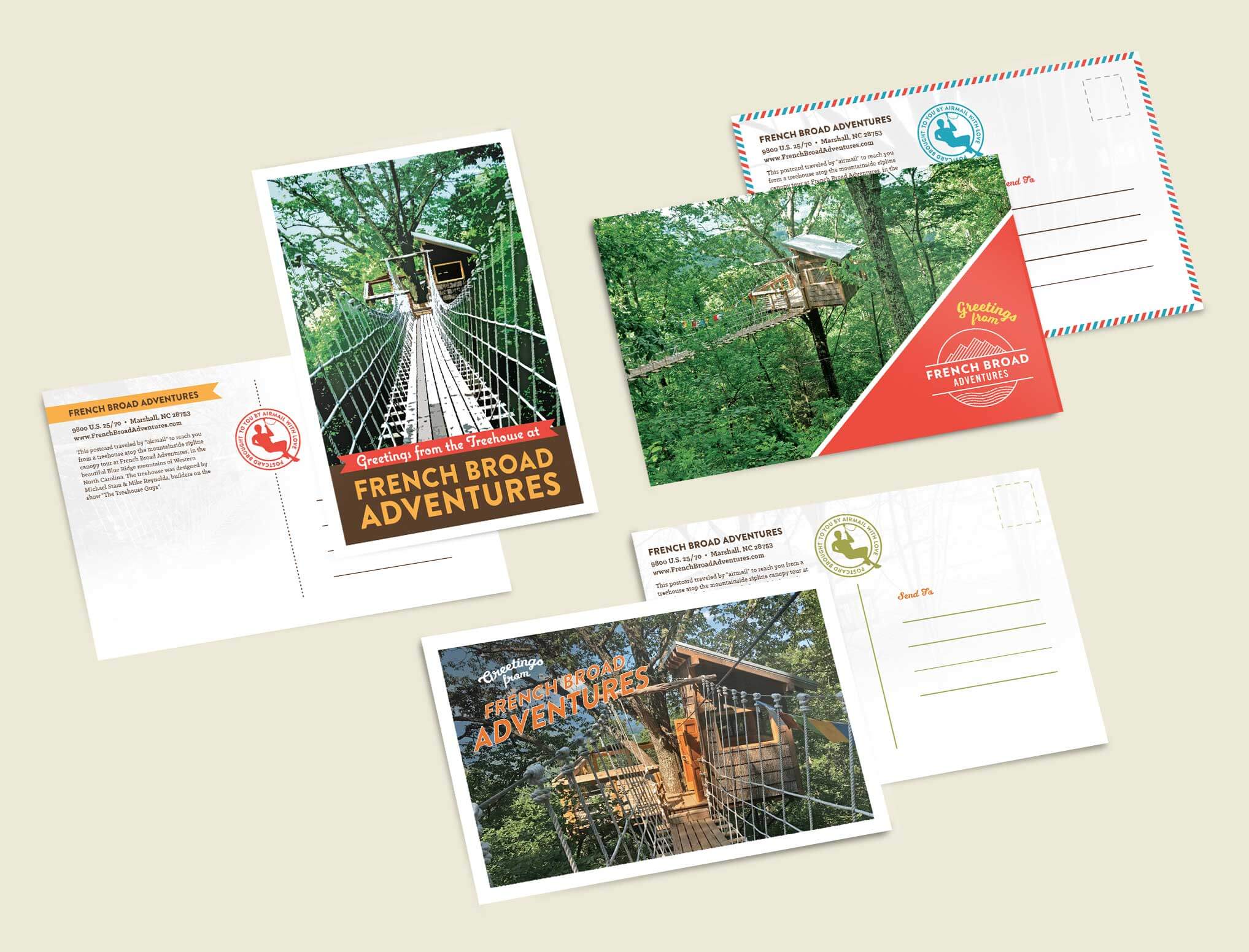 Postcard design for French Broad Adventures