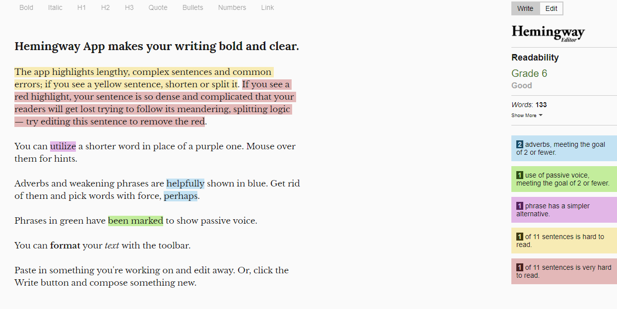 hemingway app