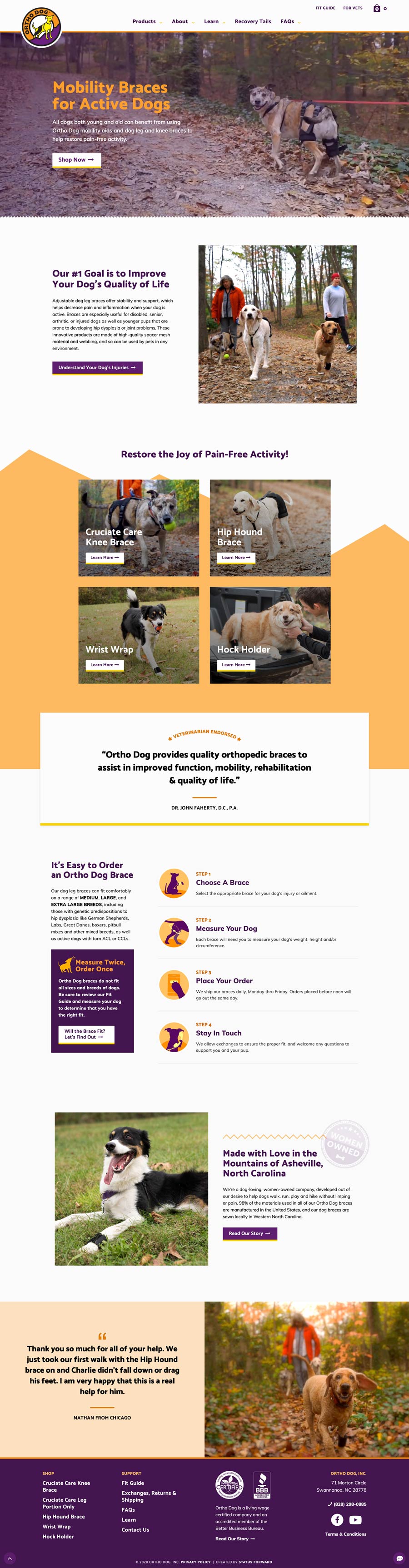 Full length Ortho Dog website home page