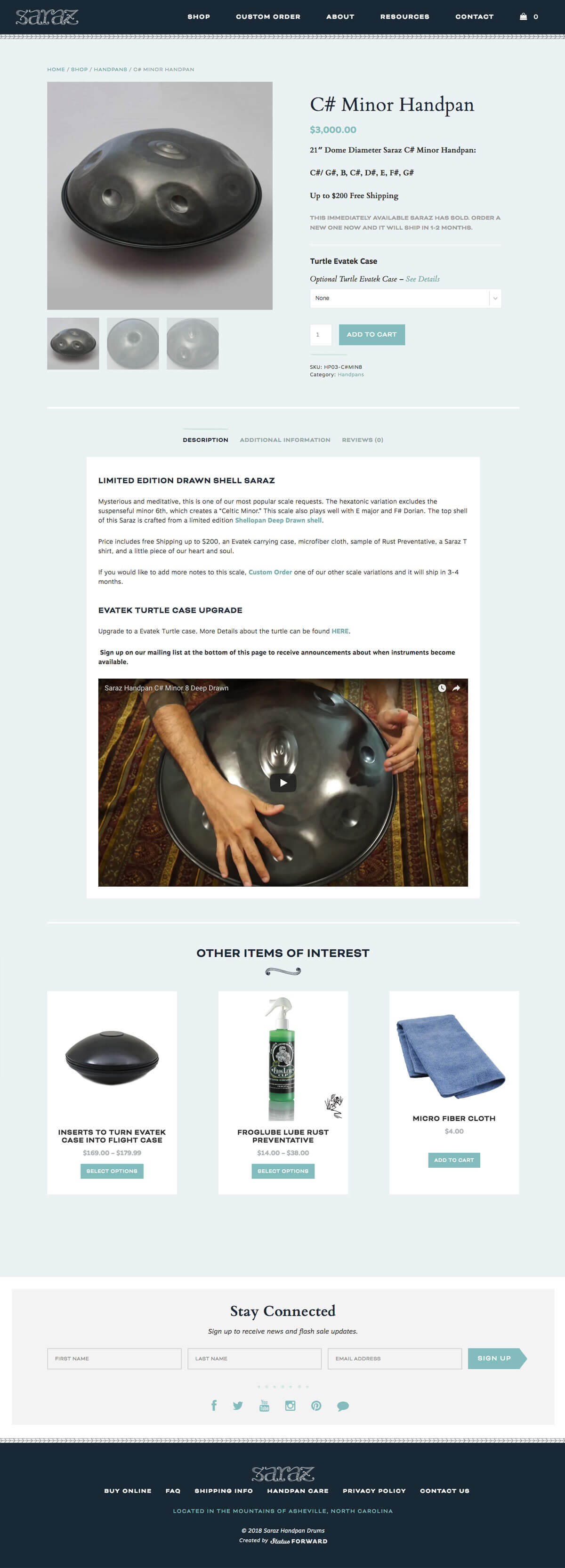 Saraz Handpans product page