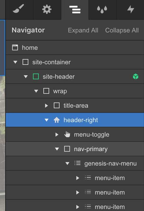 Webflow Navigator HTML Tree Structure