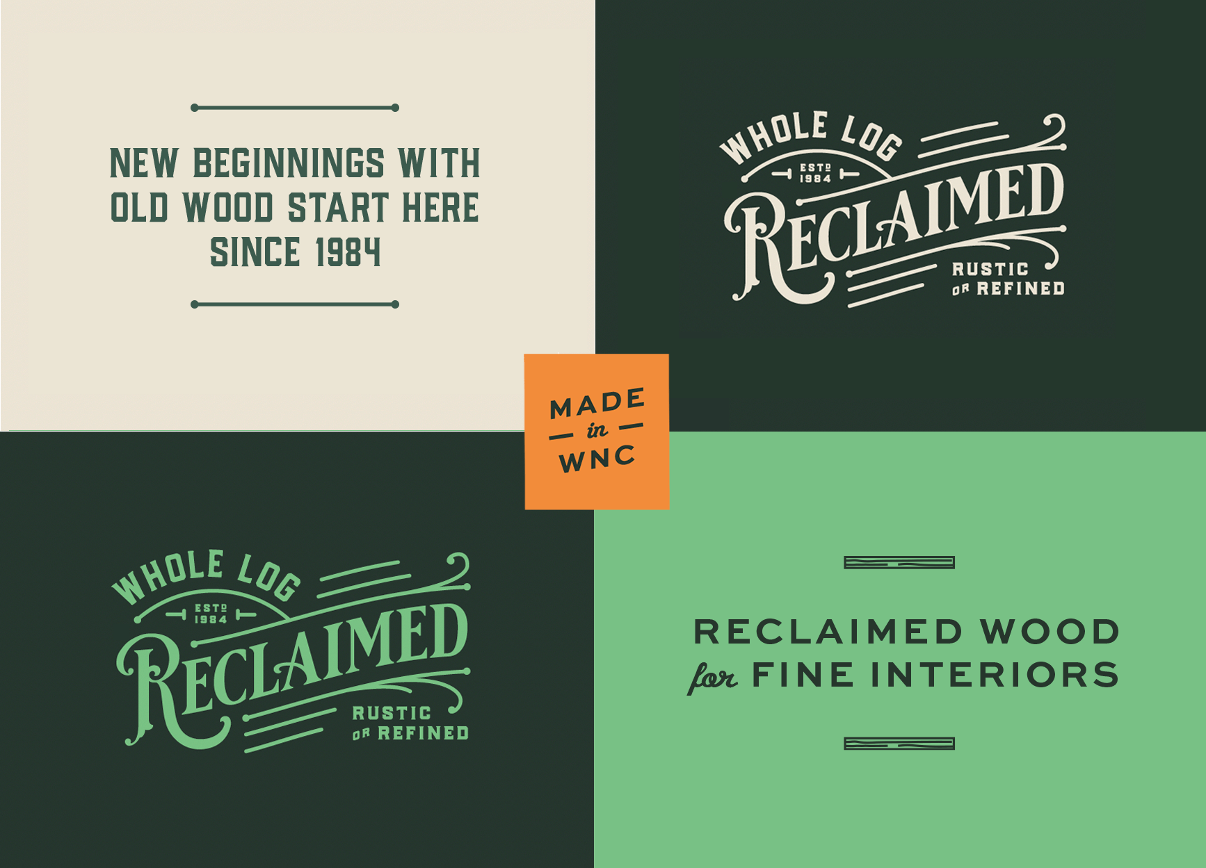 Whole Log Reclaimed logo lockups and other graphic elements